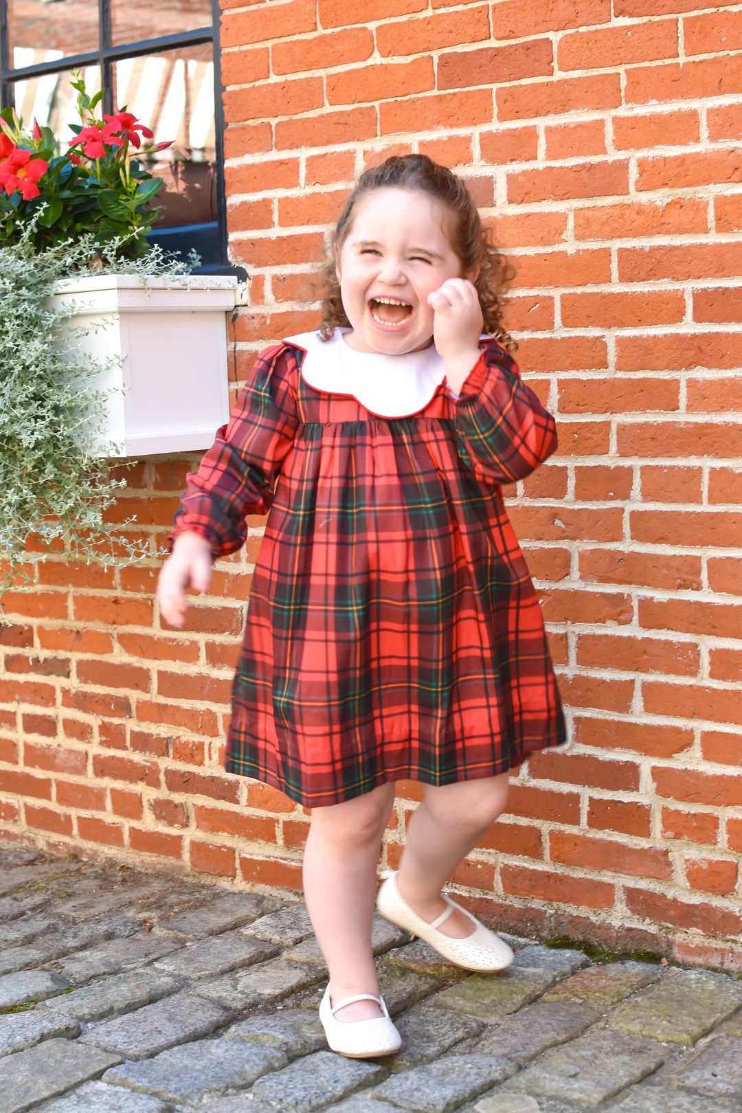 PRE-ORDER Girls Scallop Collar Red Tartan Dress