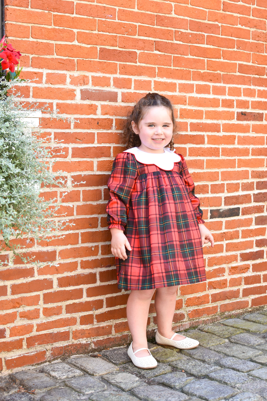 PRE-ORDER Girls Scallop Collar Red Tartan Dress