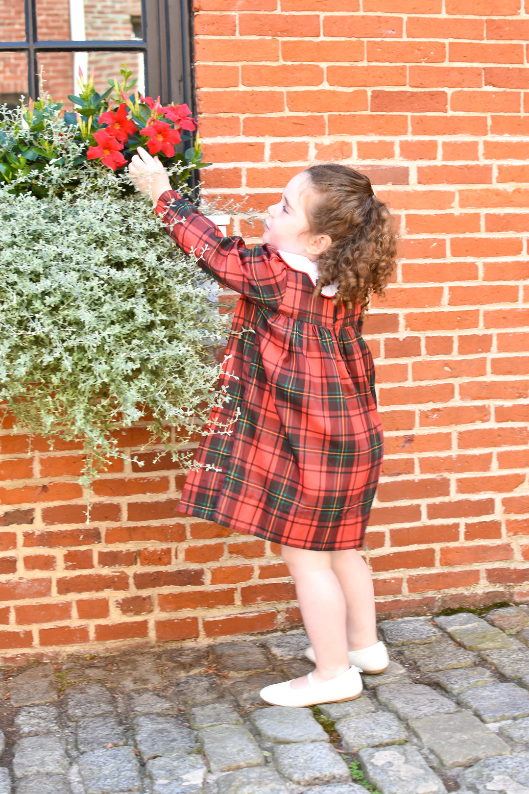 PRE-ORDER Girls Scallop Collar Red Tartan Dress
