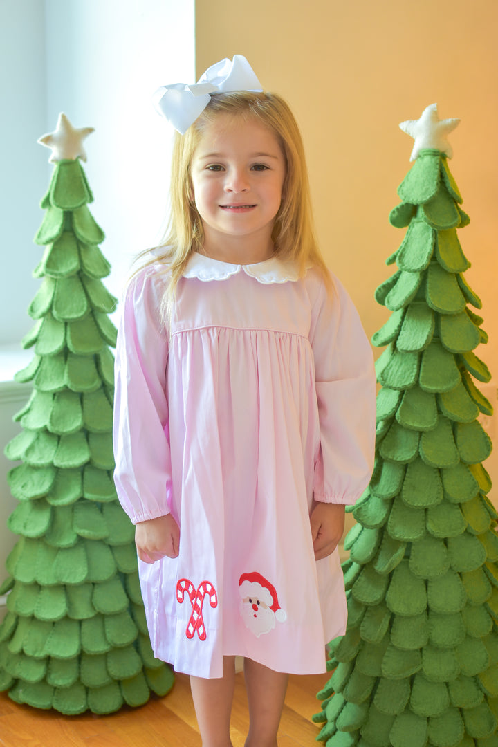 PRE-ORDER Girls Pink Christmas Applique Dress