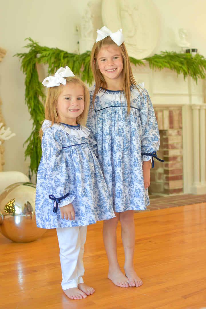 PRE-ORDER Girls Christmas Toile Smocked Legging Set