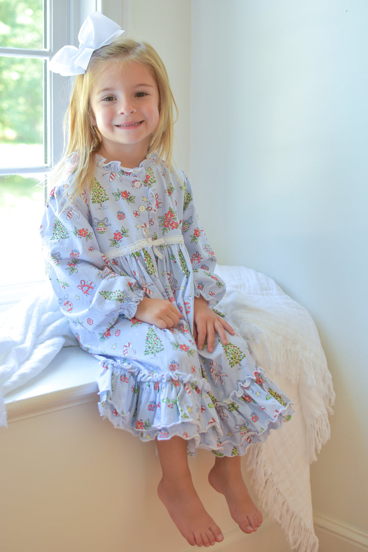 PRE-ORDER Girls Blue Christmas Nightgown