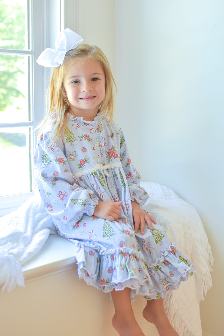 PRE-ORDER Girls Blue Christmas Nightgown