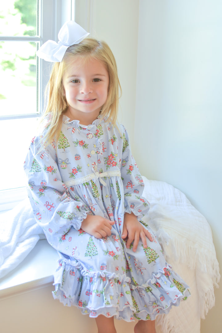 PRE-ORDER Girls Blue Christmas Nightgown