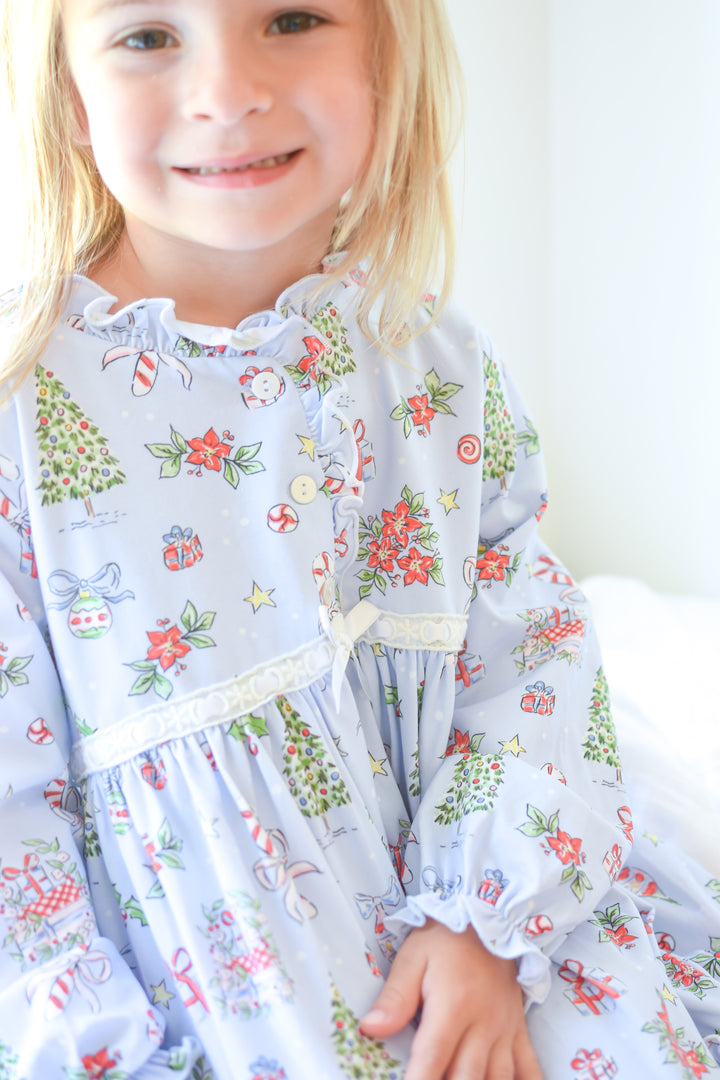 PRE-ORDER Girls Blue Christmas Nightgown