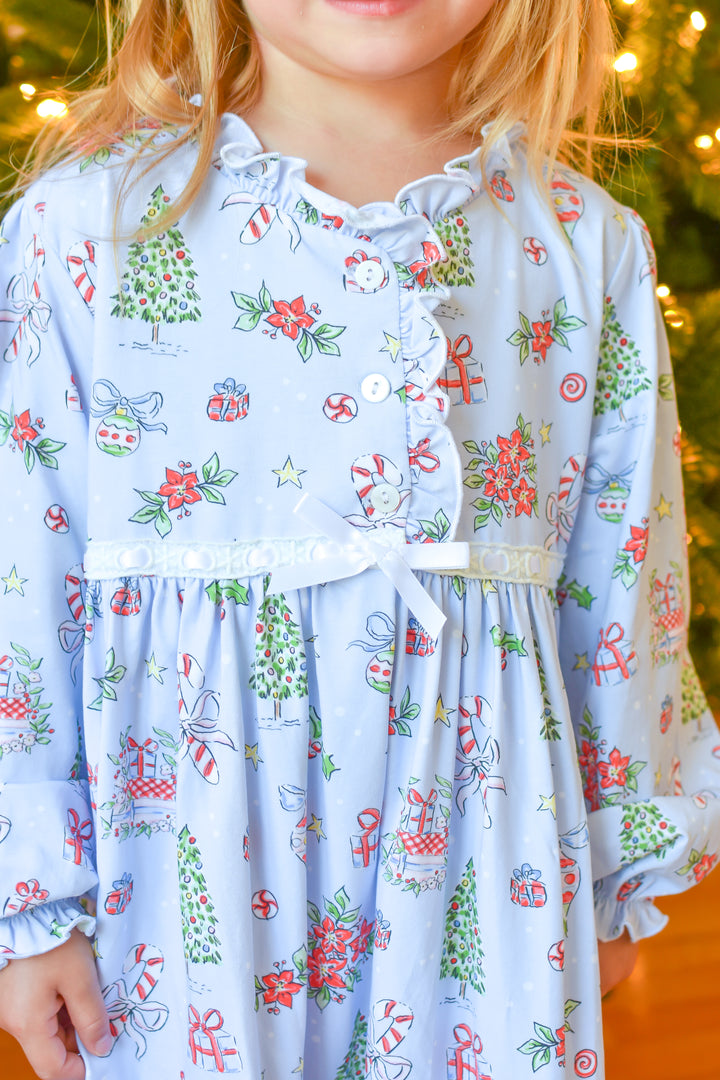 PRE-ORDER Girls Blue Christmas Nightgown