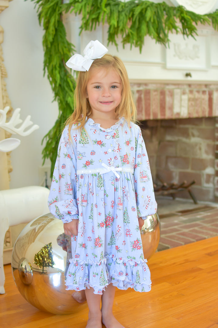 PRE-ORDER Girls Blue Christmas Nightgown