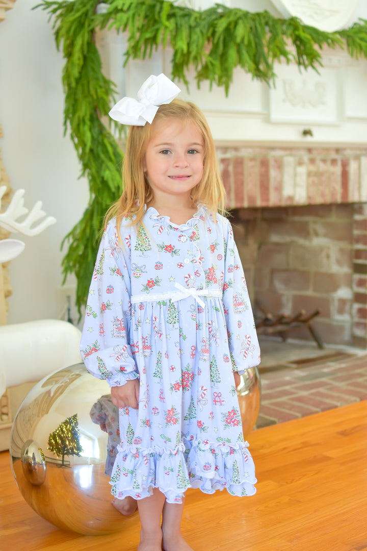 PRE-ORDER Girls Blue Christmas Nightgown