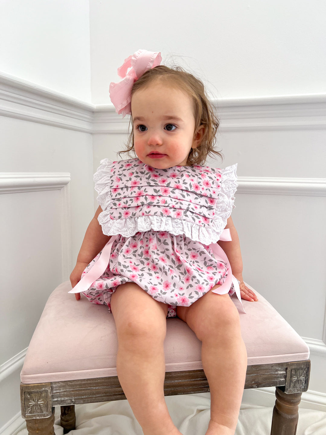 PRE-ORDER McKenzie Pink Floral Smocked Bubble