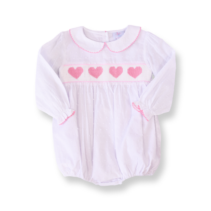 Lucy Heart Swiss Dot Smocked Bubble