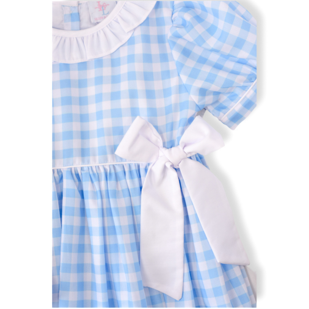 Bethany Blue Gingham Smocked Dress