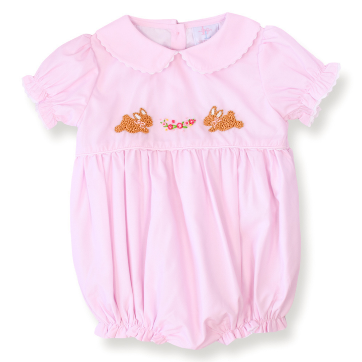 PRE-ORDER Cally Bunnies and Florals Pink Smocked Bubble