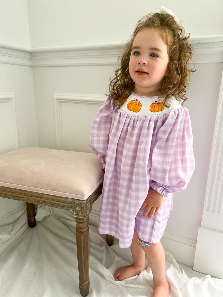 Maive Purple Gingham Pumpkin Dress