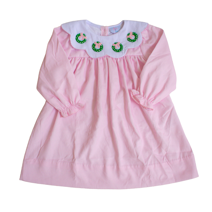 Beatrice French Knot Wreath & Corduroy Smocked Dress