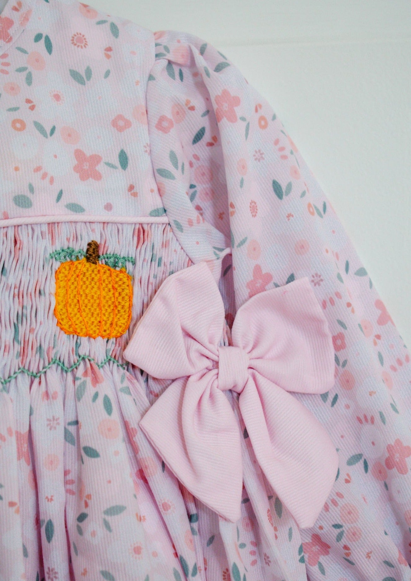 Pink Floral Pumpkin Smocked Girl Bubble – Lillie & Lilah