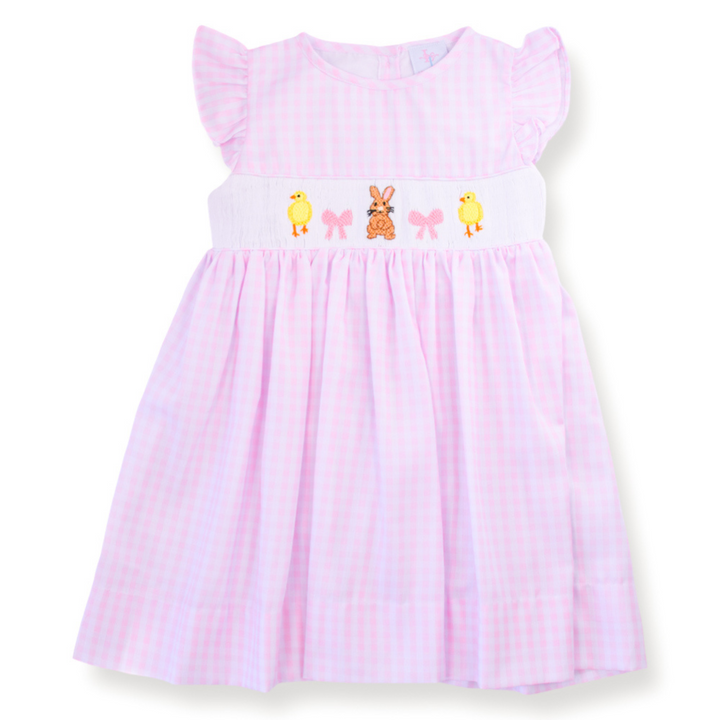 PRE-ORDER Bunny Chick Pink Gingham Smocked Dress