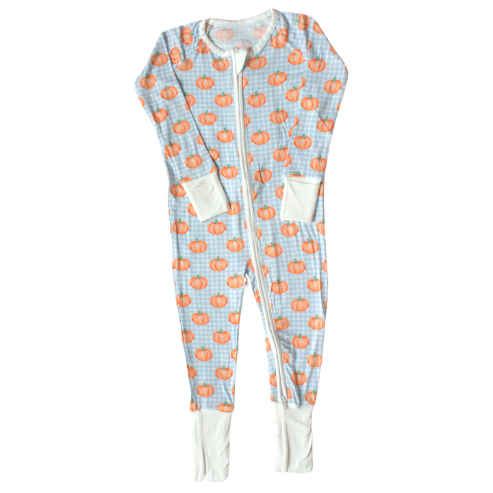 Peter Pumpkin Gingham Bamboo Footie