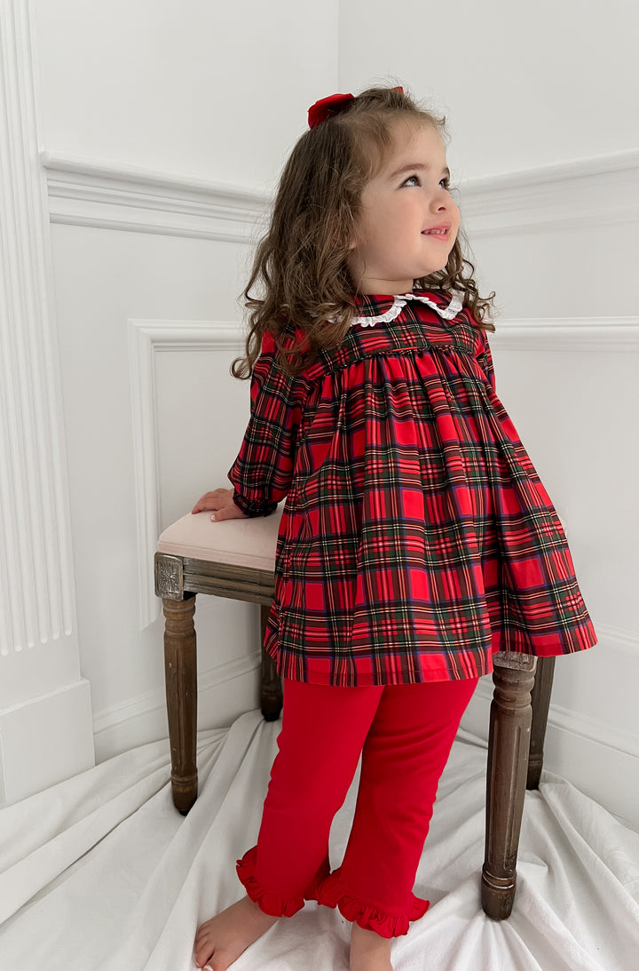 Carolyn Christmas Plaid Smocked Legging Set