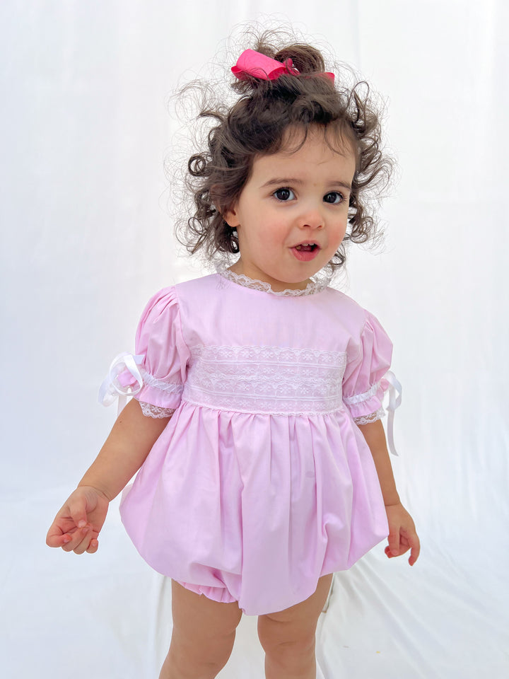 PRE-ORDER Gabrielle Pink Heirloom Smocked Bubble