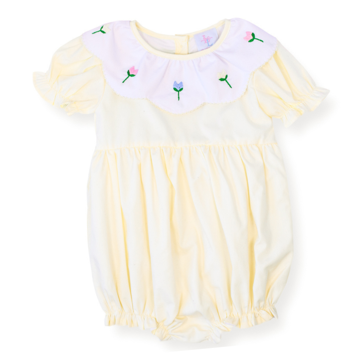 PRE-ORDER Spring Tulip Smocked Bubble in Yellow