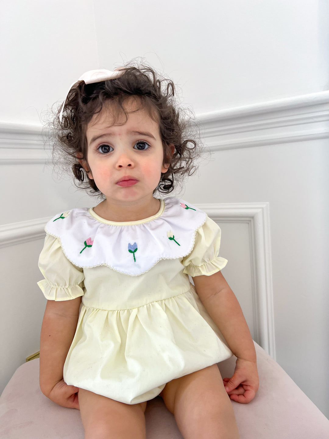 PRE-ORDER Spring Tulip Smocked Bubble in Yellow