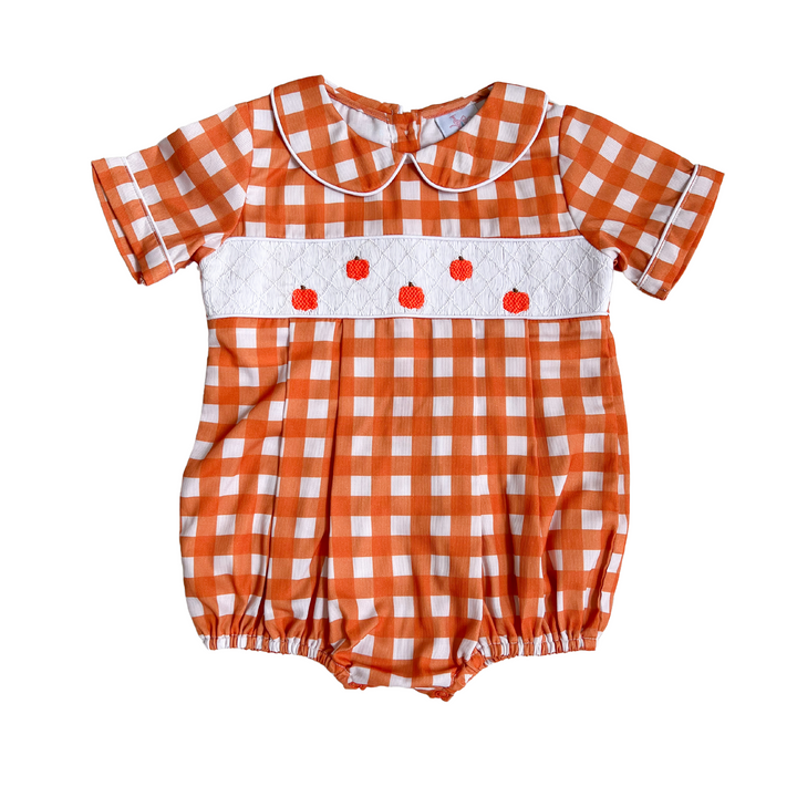 Boy Pumpkin Smocked Bubble