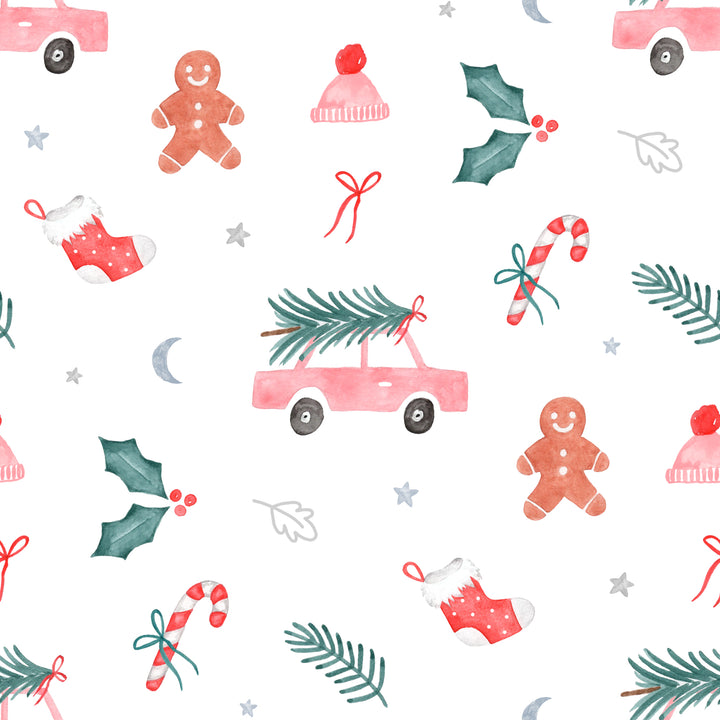 PRE-ORDER Girls Christmas Print Romper with Red Trim Collar