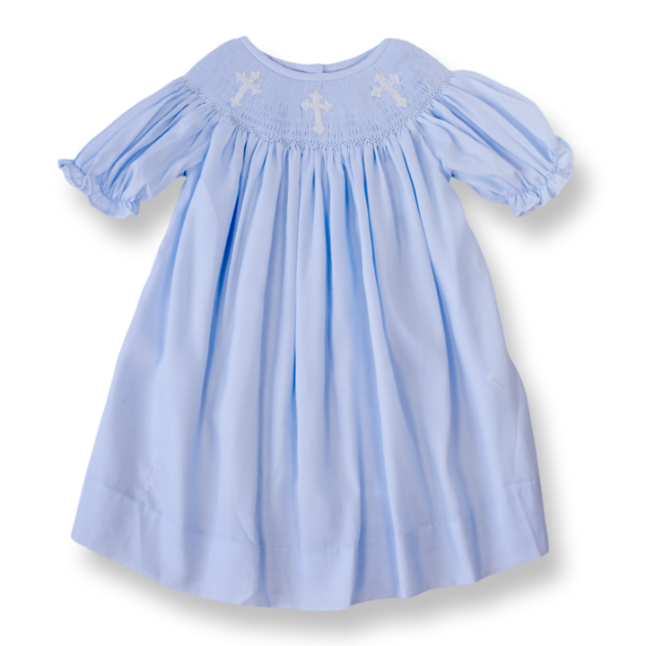 Smocked Cross Dress in Blue