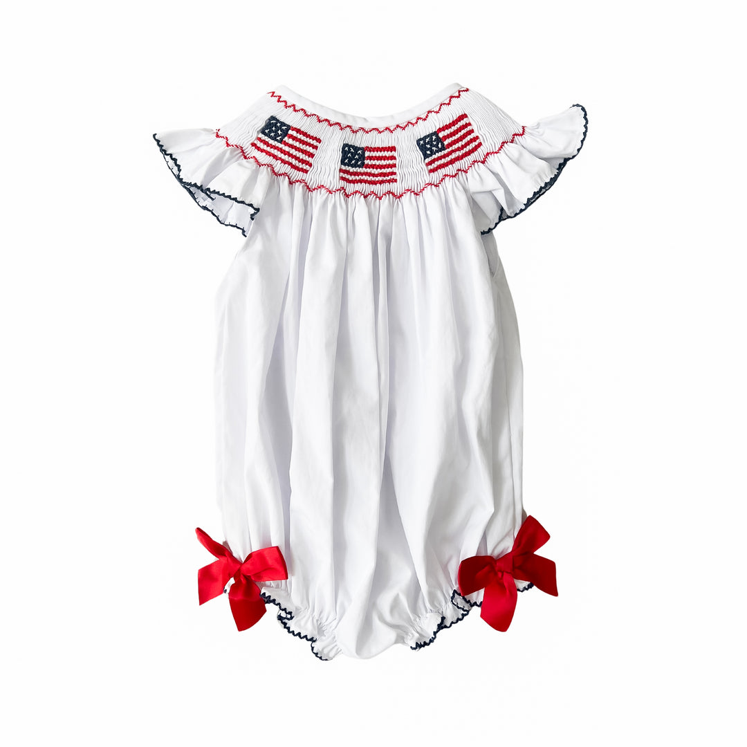 PRE-ORDER Ellie Fourth of July Smocked Bubble with Bows
