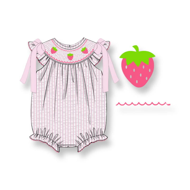 Sadie Strawberry Bubble with Bows