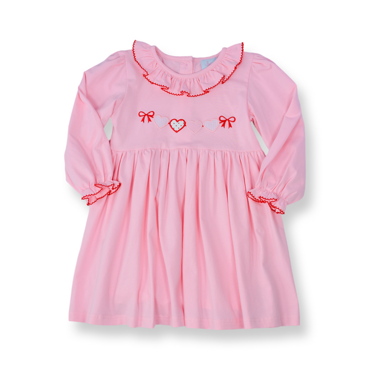 Heart & String Applique Smocked Dress