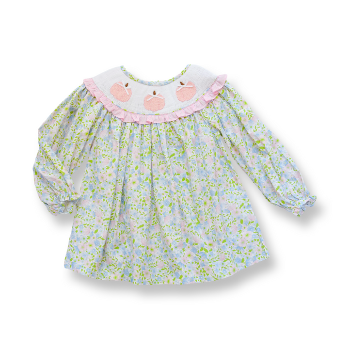 PRE-ORDER Pink Floral Smocked Pumpkin Dress