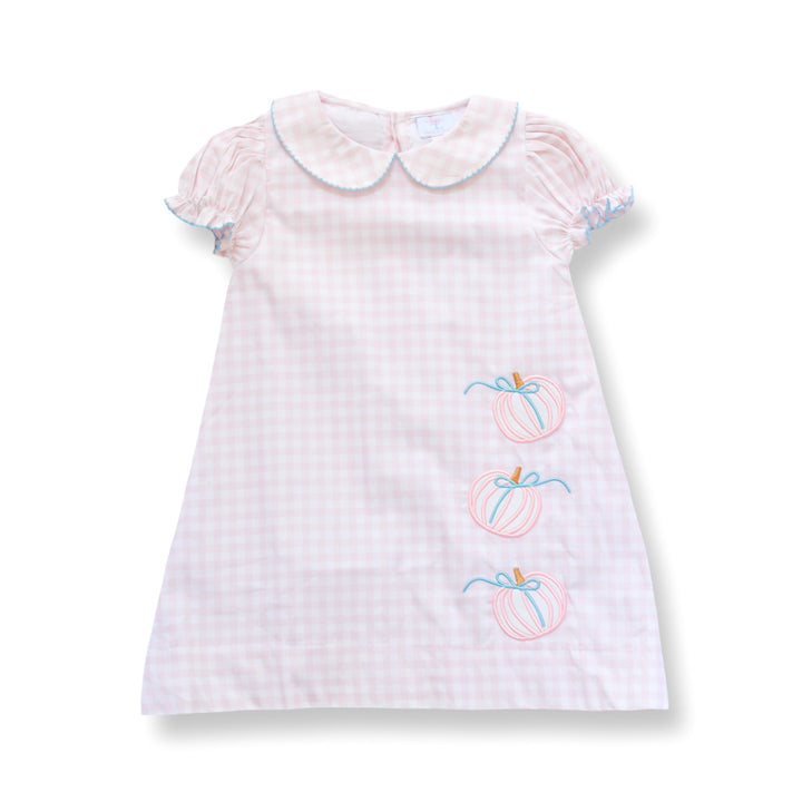PRE-ORDER Girls Pink Gingham Pumpkin Dress