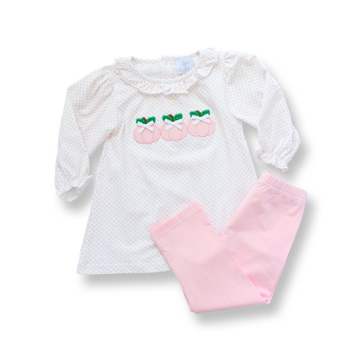 PRE-ORDER Pink Polka Dot Pink Pumpkin Legging Set