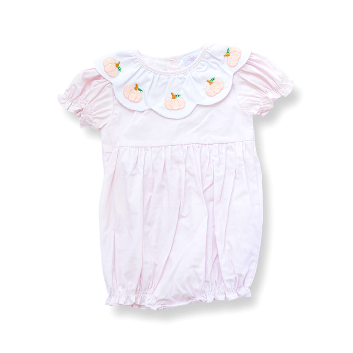 PRE-ORDER Pink Pumpkin Smocked Bubble with Scalloped Collar