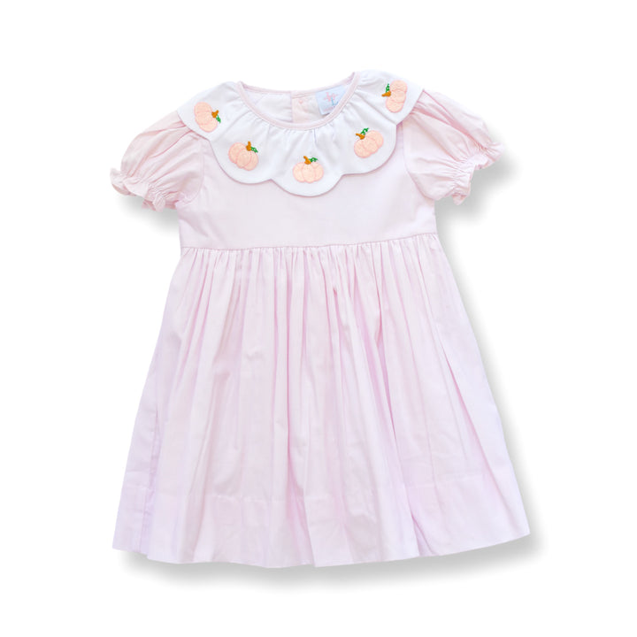 PRE-ORDER Pink Pumpkin Smocked Dress with Scalloped Collar