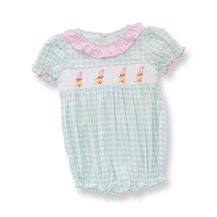 PRE-ORDER Girls Smocked Birthday Puppy Bubble