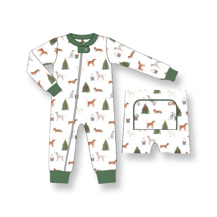 PRE-ORDER Boys Christmas Puppies Footie