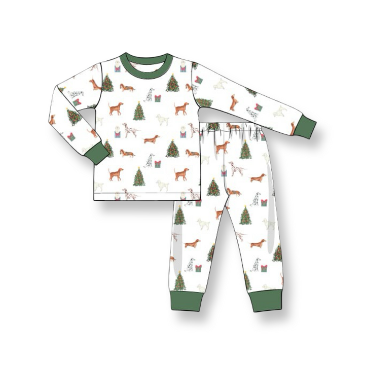 PRE-ORDER Boys Christmas Puppies Two Piece Pajama Set