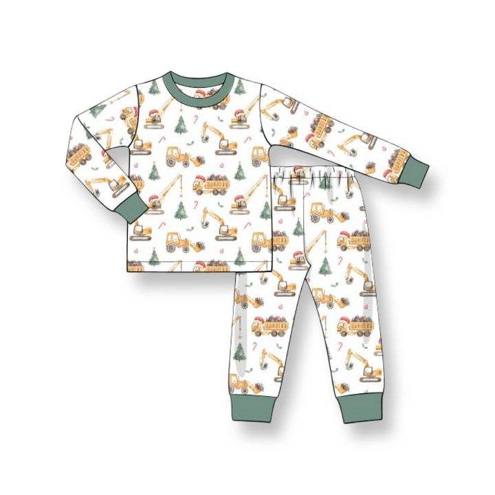PRE-ORDER Boys Christmas Trucks and Construction Two Piece Pajama Set
