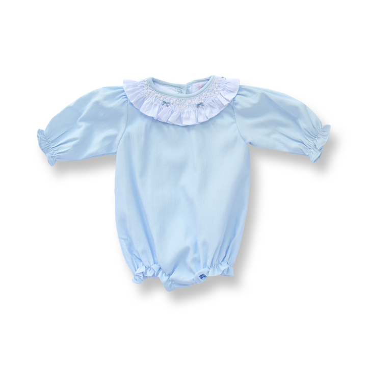 Blue Corduroy Holiday Smocked Bubble