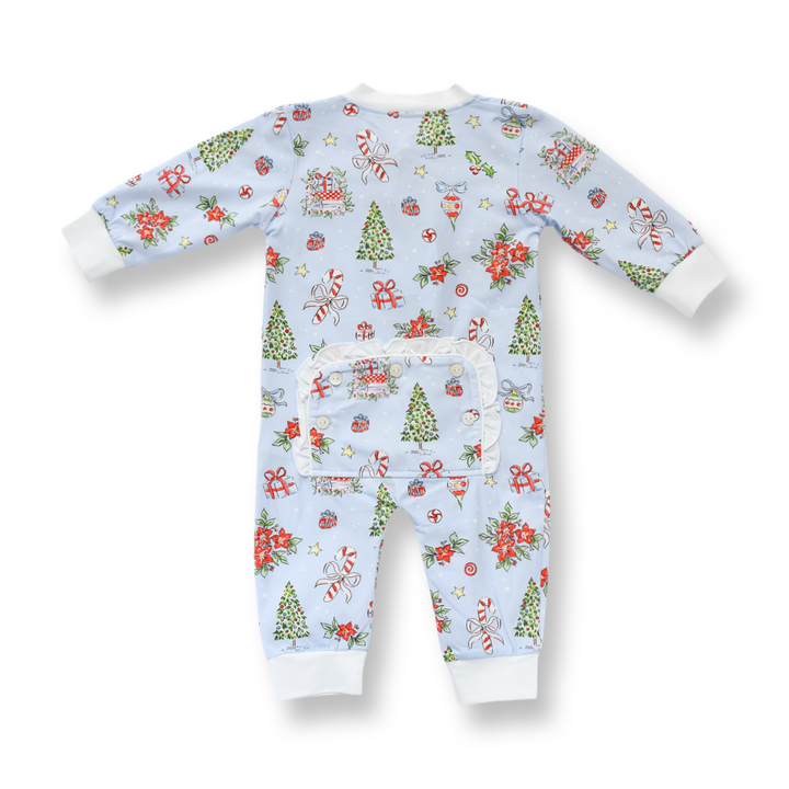 Girls Blue Christmas Footie