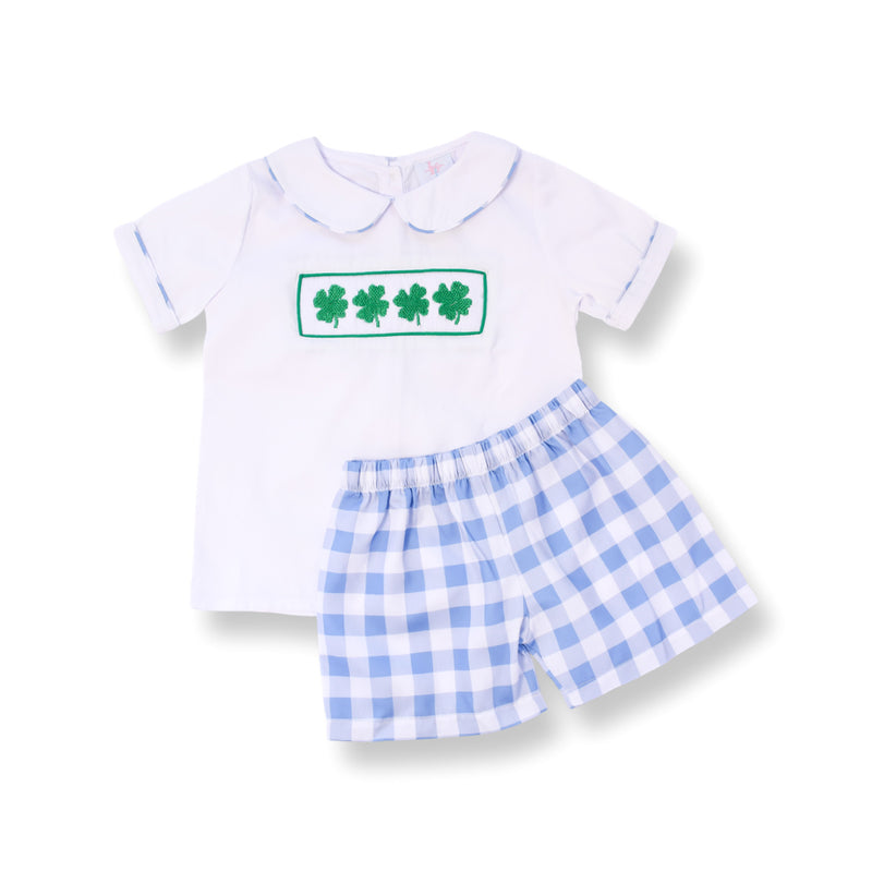 Lucky in Blue Smocked Short Set