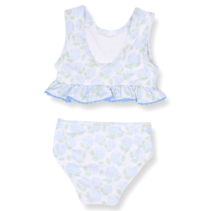 Girls Blue Hydrangea Two Piece Ruffle Swimsuit