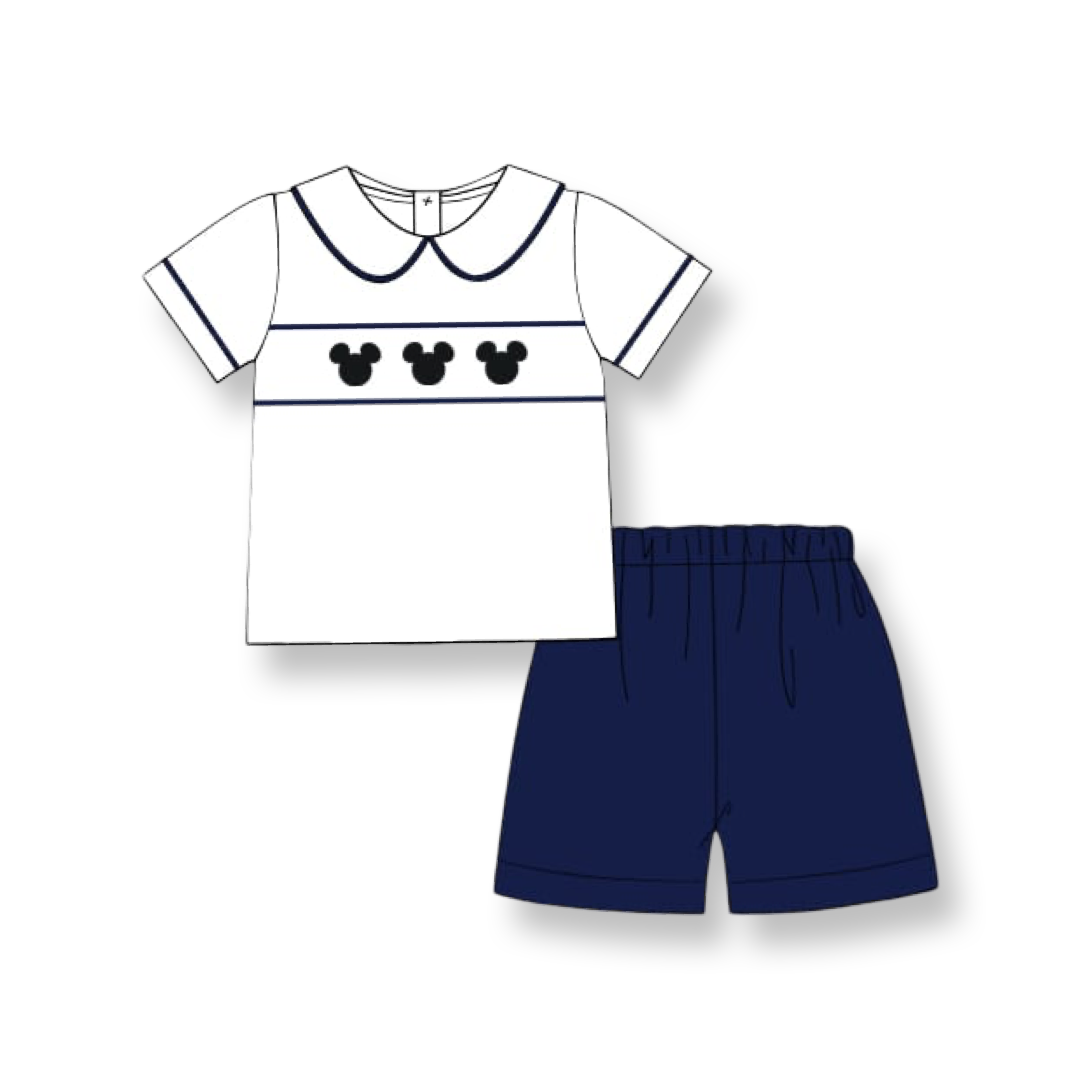 Mouse Ears Short Set in Navy