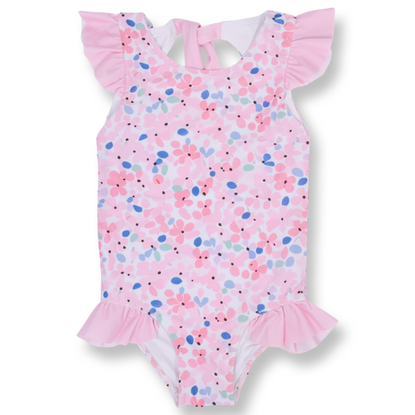 Girls Pink Floral Ruffle One Piece Swimsuit – Lillie & Lilah