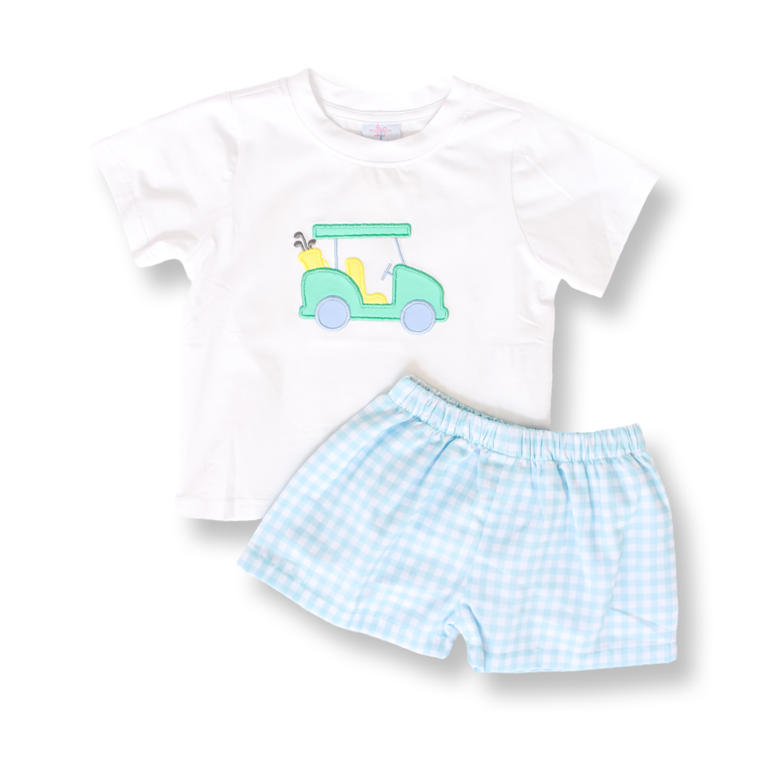 Golf Cart Gingham Short Set