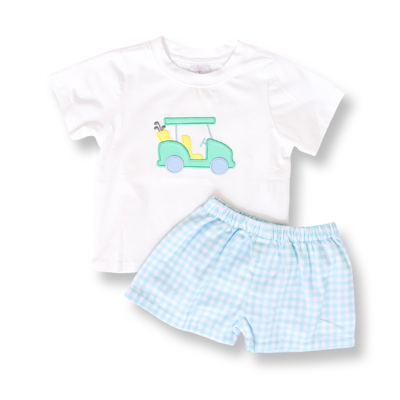 Golf Cart Gingham Short Set