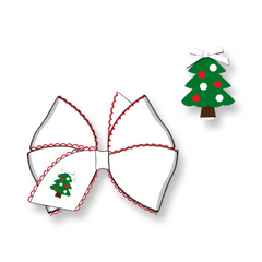 Girls Classic Red and Green Christmas Tree Hair Bow