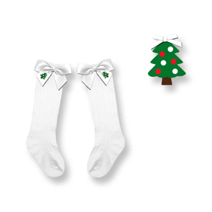PRE-ORDER Girls Classic Red and Green Christmas Tree Socks
